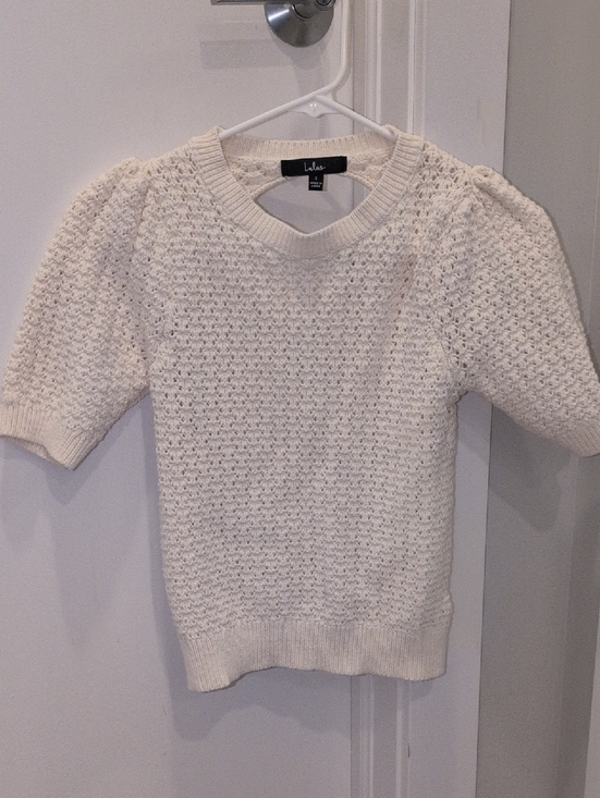 Lulus Sweaters - Lulu's Cream Textured Short-Sleeve Knit Sweater